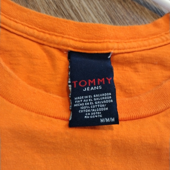 Men's Vtg Tommy Hilfiger Tommy Jeans T-shirt Orange Size M Medium Cotton #28 - Picture 10 of 10